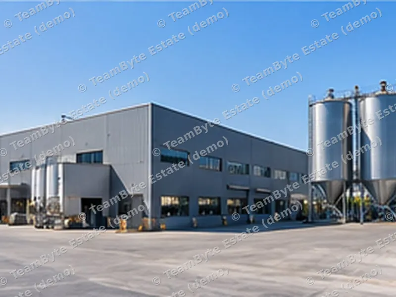 Industrial complex with silos